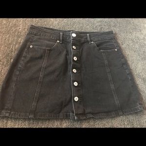 AEO Black Denim Button Front Mini Skirt Size 10